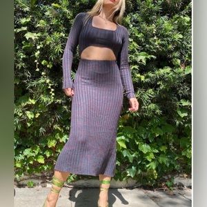 NWT - AFRM Skye Cutout Midi Dress - Marled Pine Green